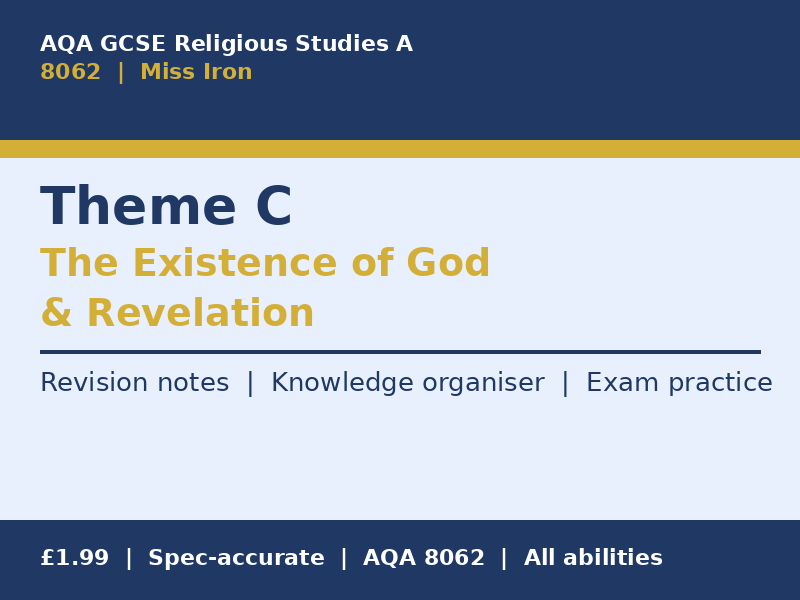 AQA GCSE Religious Studies A (8062) Theme C The Existence of God and Revelation Revision Pack