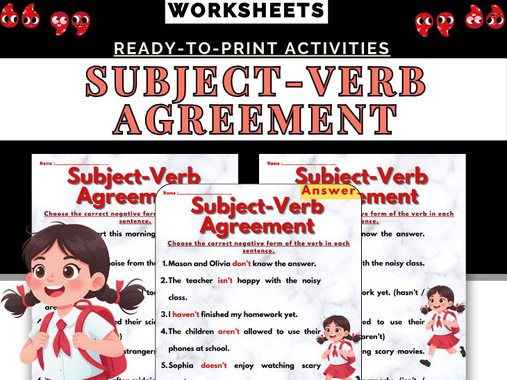 Subject–Verb Agreement Worksheets | Negative Verb Forms Grammar Practice
