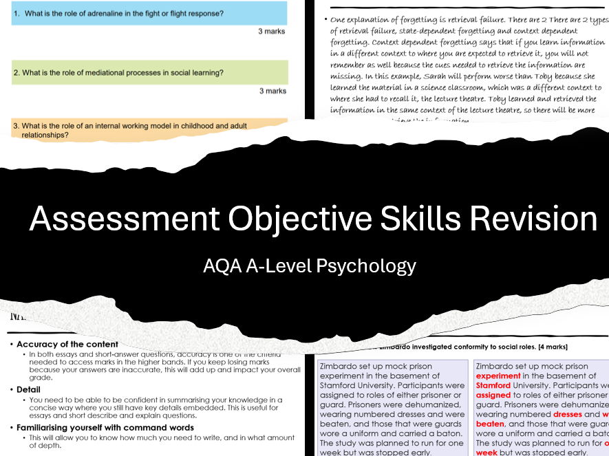 A-Level Psychology – AO1, AO2 & AO3 Skills Revision Pack
