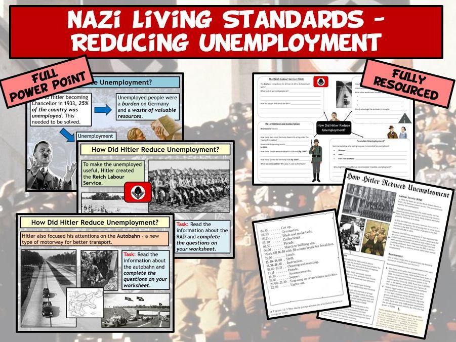Weimar & Nazi Germany L28 Living Standards Unemployment Teaching Resources