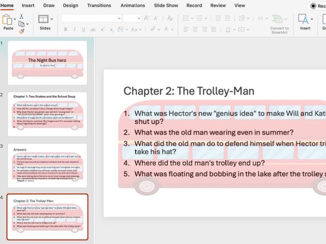 The Night Bus hero Comprehension questions and answers PP