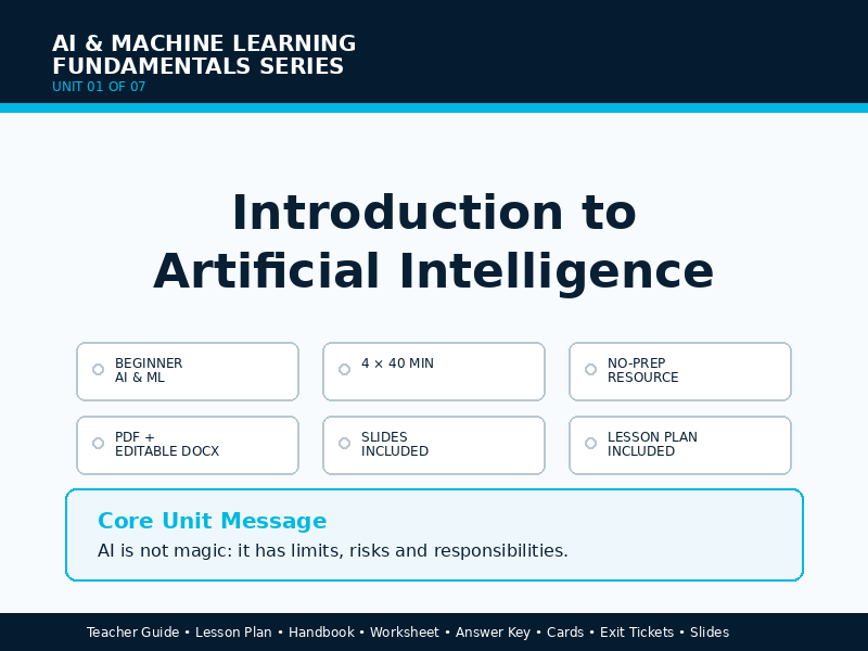 Introduction to AI – Complete Teacher Resource Pack | AI & Machine Learning Unit 01