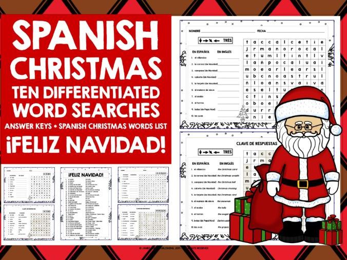 SPANISH CHRISTMAS WORD SEARCHES 1 Teaching Resources