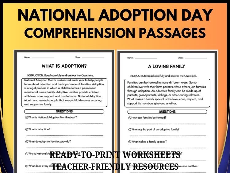 National Adoption Month Comprehension Passages & Questions