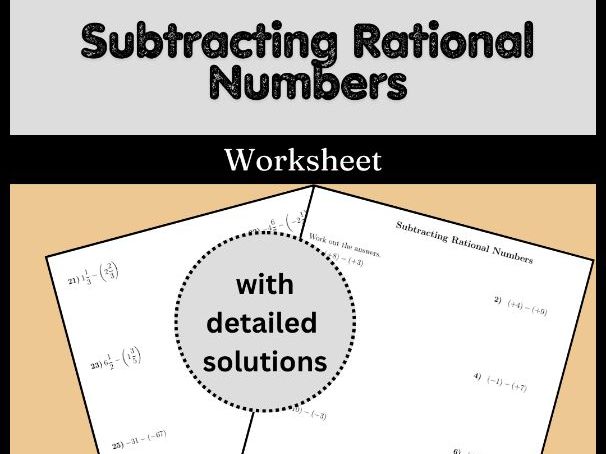Subtracting Rational Numbers Worksheet (with solutions)