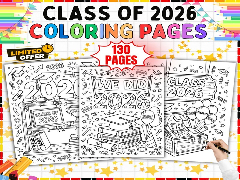 Class of 2026 Coloring Pages | 130 Graduation Sheets | End of Year Activity