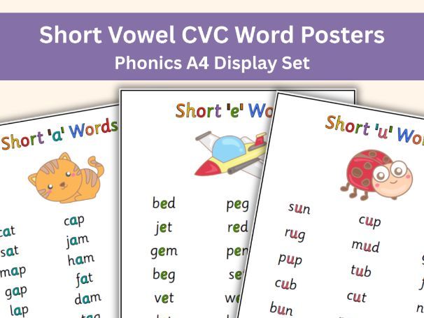 Free Printable CVC Word Posters – Short Vowel Phonics Display (A4)