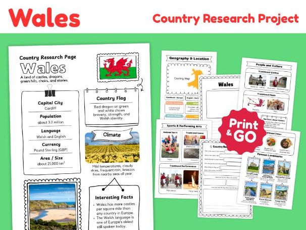 Wales Geography Research Project | Printable Activities