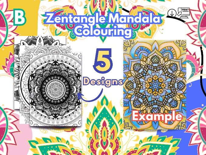 Zentangle Mandala Colouring- Pack B