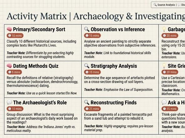 Archaeology & Early Human Societies – Activity and Project Bank (Year 7 History)