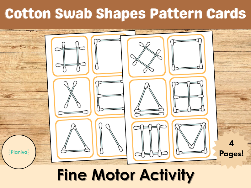 Cotton Swab Shapes Pattern Cards | Cotton Tip Fine Motor Activity