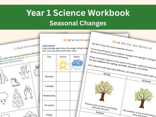 Seasonal Changes – Year 1 Science Workbook (17 Pages + Certificate ...