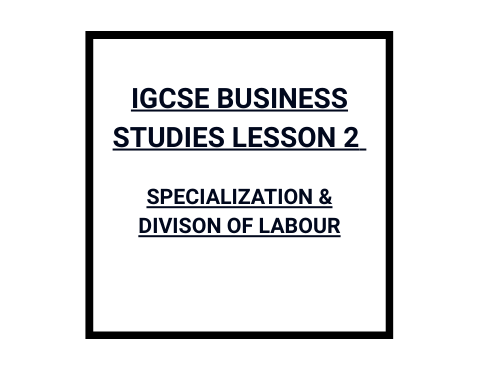 IGCSE Business Studies Lesson 2: Specialisation & Division of Labour Worksheets + Answers