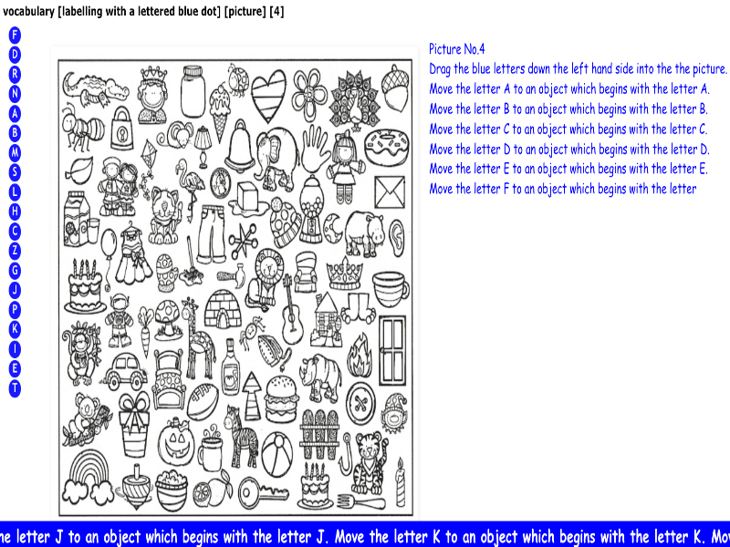 vocabulary [labelling with a lettered blue dot] [picture] [4]