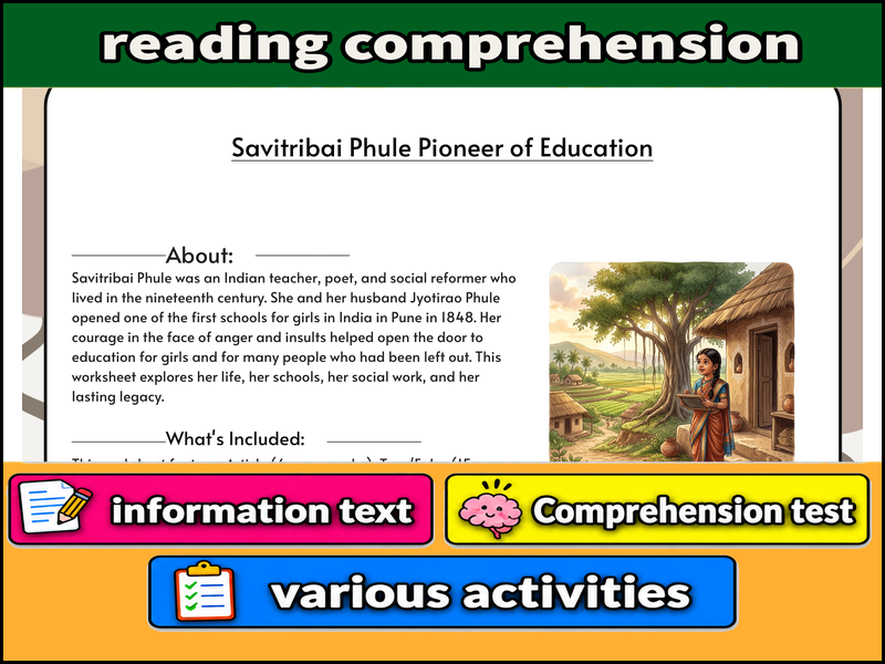 Savitribai Phule Pioneer of Education  & Comprehension Test
