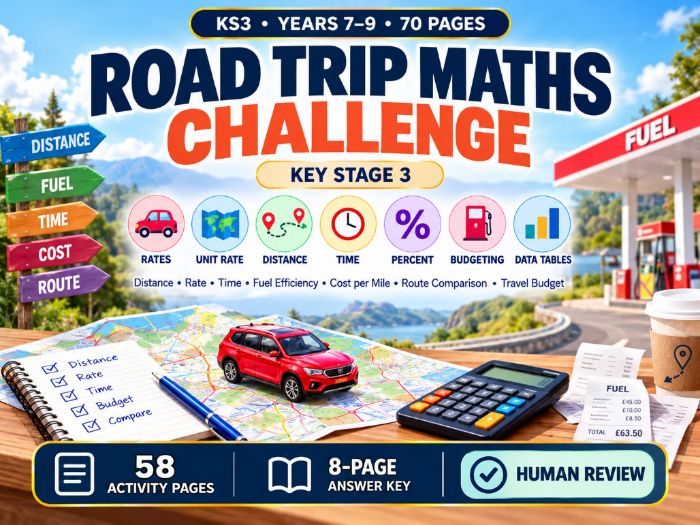 Road Trip Maths Challenge – KS3 Maths – 70 Pages