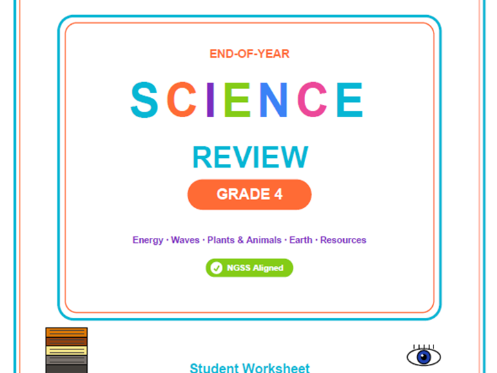 4th Grade End of Year Science Review Worksheets & Games | NGSS Aligned