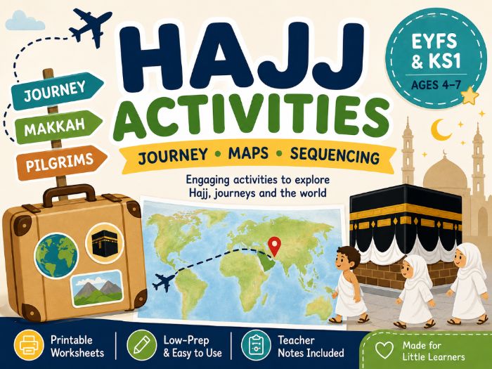 Hajj Activities for Kids – Map, Sequencing & Journey Worksheets (EYFS/KS1)