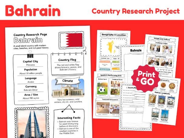 Bahrain Country Study Worksheets | Geography & Culture