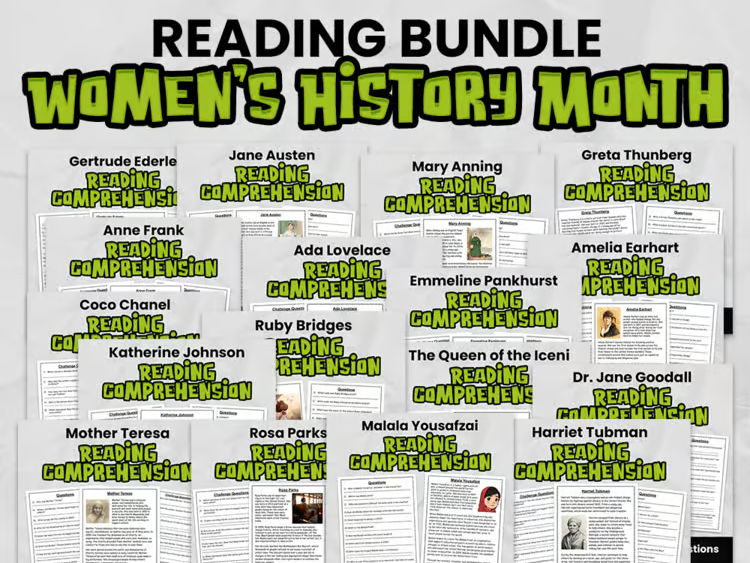 Women's History Month Reading Comprehension BUNDLE (Growing)