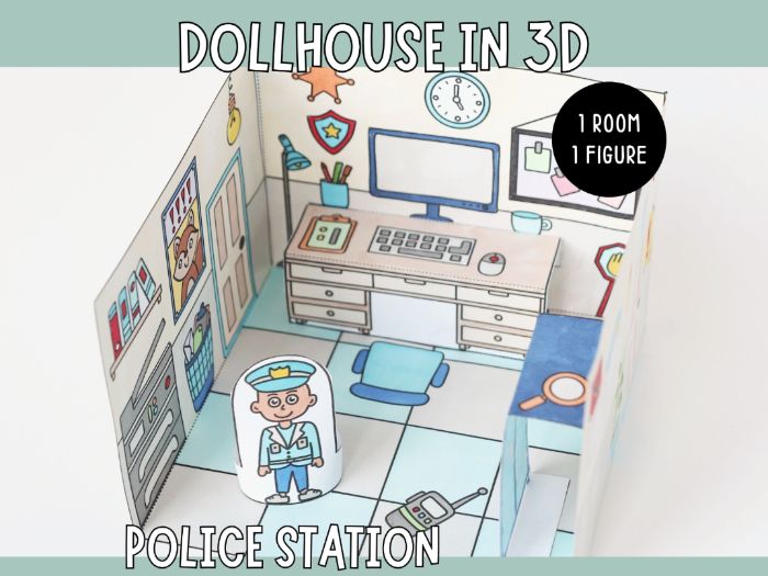 Dollhouse in 3D Craft - Police Station