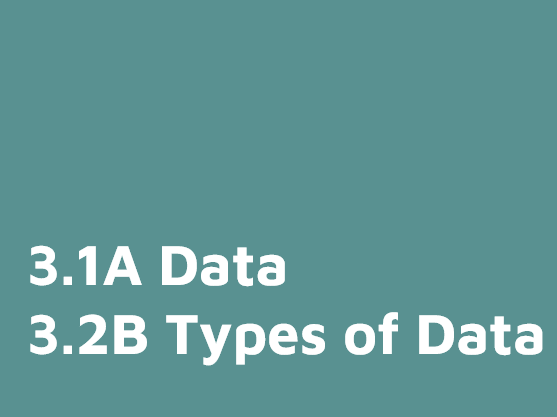 Complete set of resources for teaching Unit 3.1 Data IB Digital Society