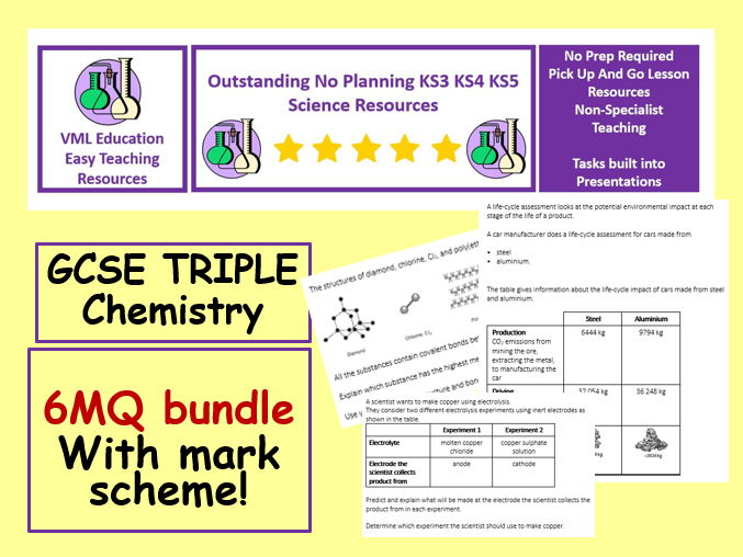 GCSE Triple Chemistry Paper 1 and Paper 2 6MQ Revision Bundle