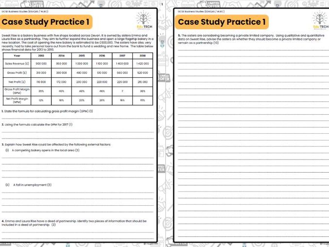 EDUQAS / WJEC GCSE Business Case Study Pack with Model answers