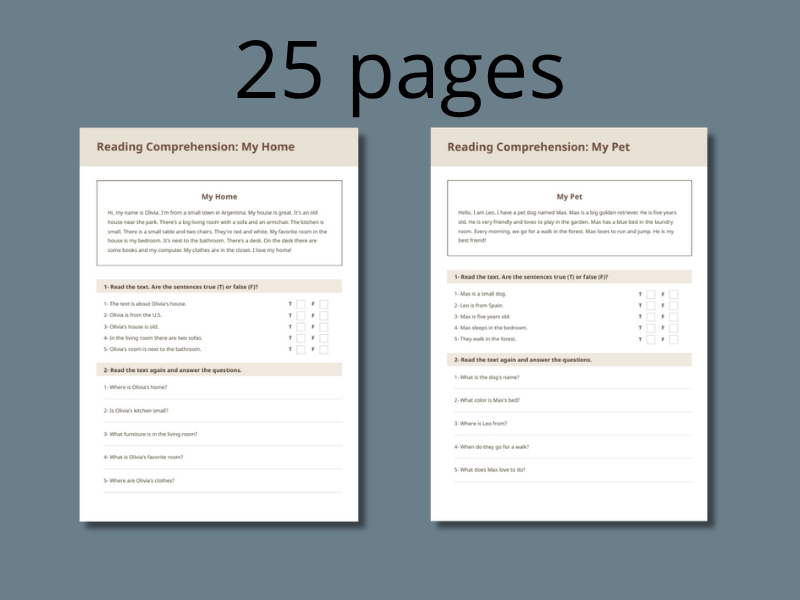 25 Differentiated Worksheets for Primary/ESL