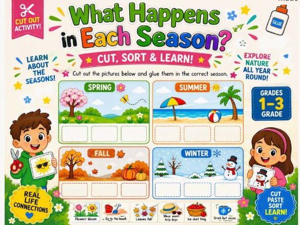 The Four Seasons | Cut and Paste Sorting Activity