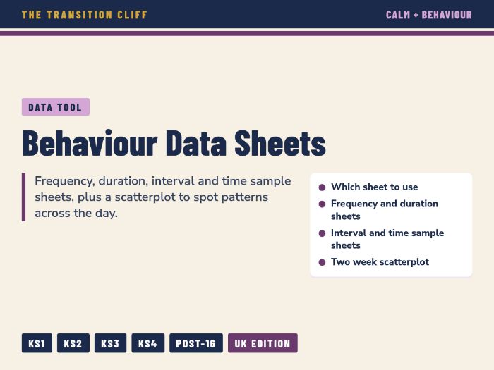 Behaviour Data Sheets: Frequency, Duration, Interval and Scatterplot Recording for SEND and SEMH