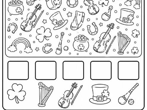 I Spy St Patrick's Day Counting and Colouring Worksheet