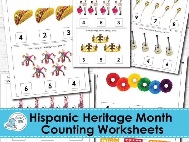 Hispanic Heritage Month Counting Worksheets Real Photos Preschool and Special Education