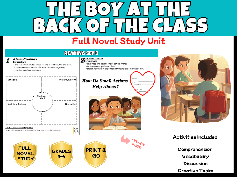 The Boy at the Back of the Class Full Novel Study & Reading Comprehension Bundle | KS2 KS3 Years 4-8