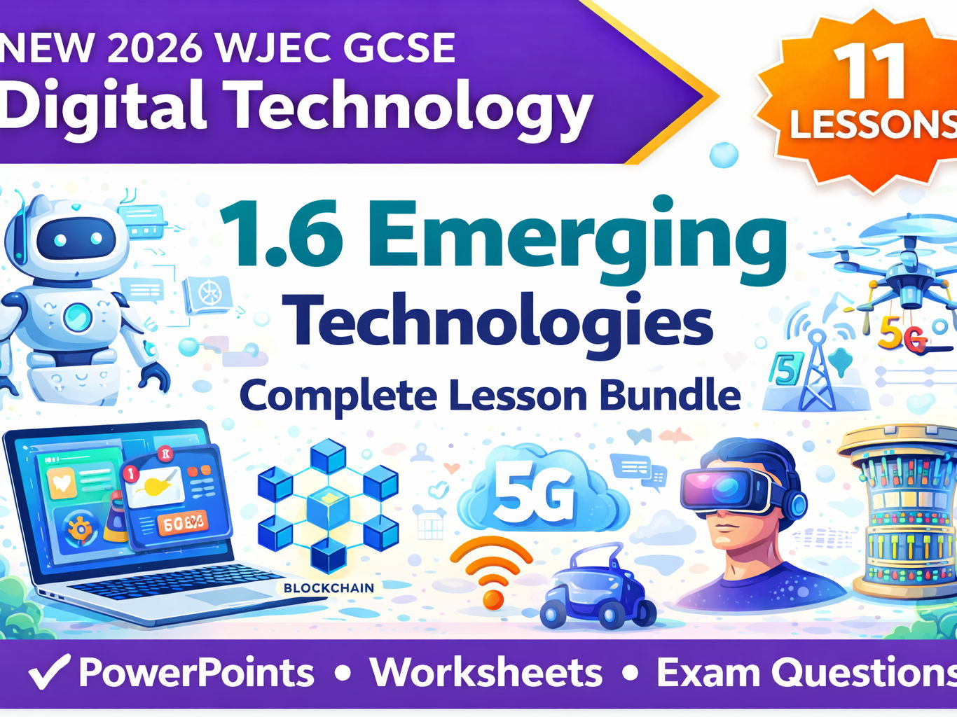 NEW 2026 WJEC GCSE Digital Technology 1.6 Emerging Technologies Complete Lesson Bundle (11 Lessons)