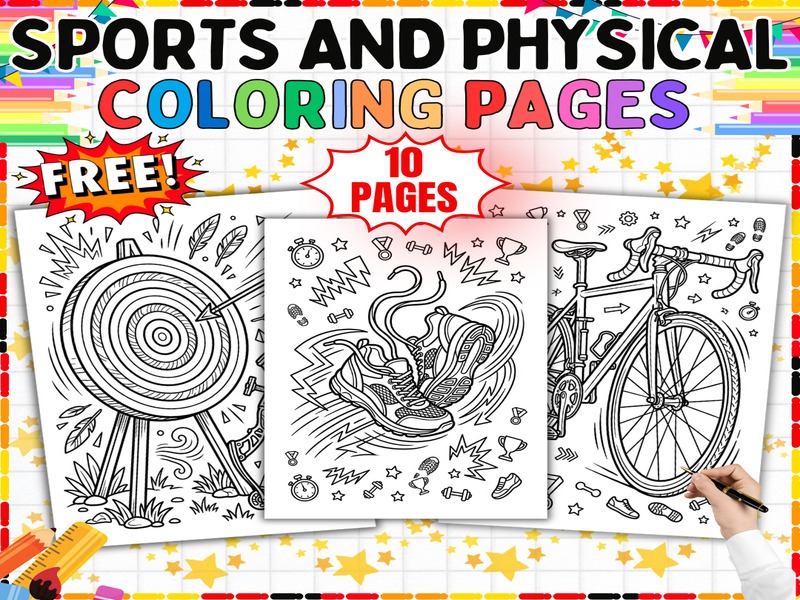 Free Sports Coloring Pages | 10 Printable PE Sheets | Sports Day Art Sampler