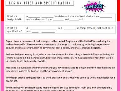 Year 7 Beanie Hat Project Booklet | KS3 Textiles | Practical Skills + Design Theory