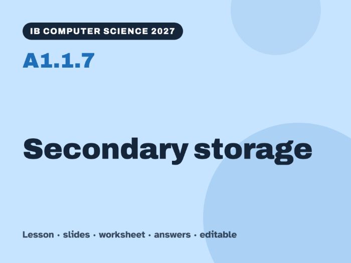 IB Computer Science 2027 – A1.1.7 Secondary storage – Lesson & Worksheet