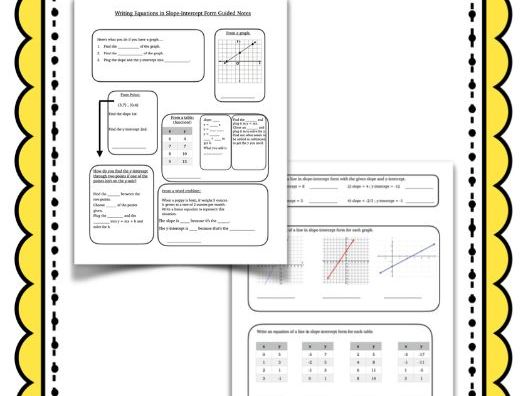 Writing Linear Equations In Slope Intercept Form Guided Notes Writing Linear Equations In Slope Intercept Form Guided Notes