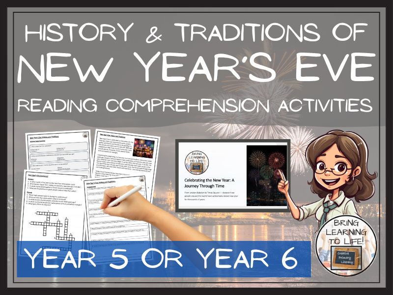 New Year's Eve Reading Comprehension Activities | Year 5 or Year 6