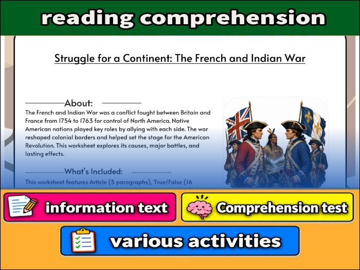 Struggle for a Continent: The French and Indian War  & Comprehension Test
