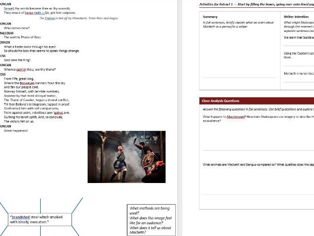 Macbeth: Complete GCSE Extract Workbook. 13 Extracts, Full Analysis & Close Reading Activities