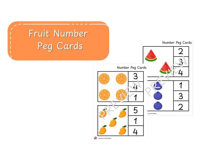 Fruit Number Peg Cards 1-5