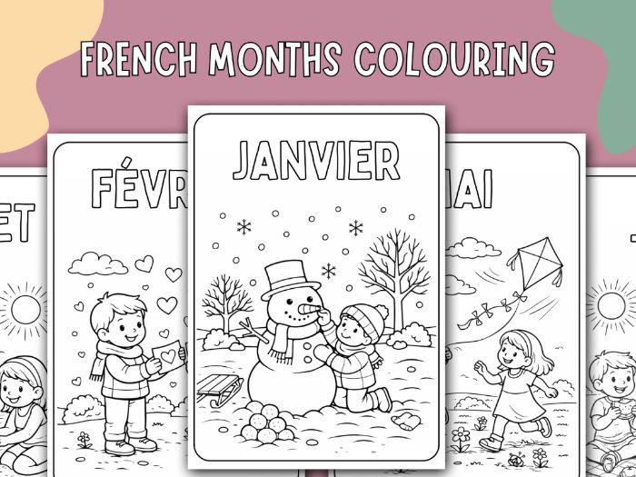 French Months of the Year Colouring Pages (KS1–KS3)