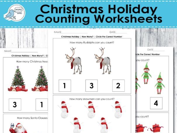 Christmas Counting Worksheets Real Photo Christmas Items Preschool and Special Education