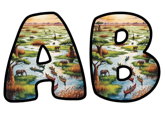 Okavango Delta Safari Alphabet Letters | Classroom Display, A-Z 0-9 and Signs