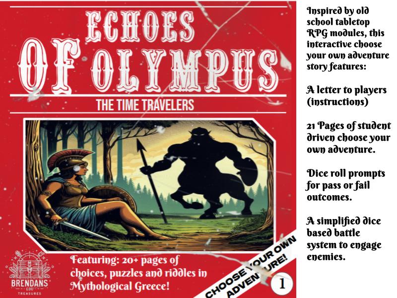Greek Mythology Choose Your Own Adventure "Echoes Of Olympus: The Time Travelers" Part 1