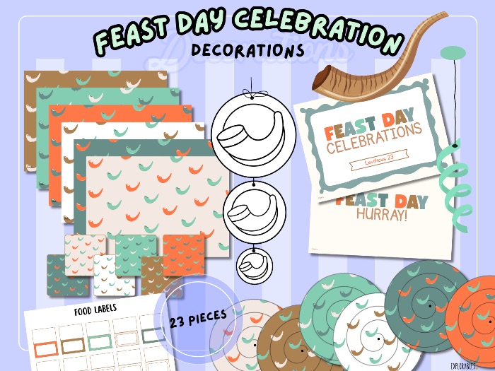 Feast Day Printable Decorations Celebration Placemats Coasters Food Labels Hebrew Holiday Activity