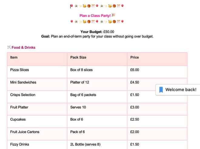 KS2 Maths: Plan a Class Party! (£50 Budget & Financial Literacy Activity)