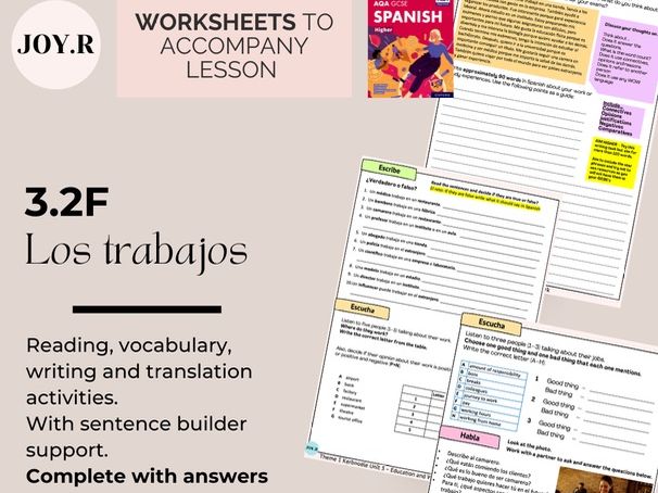 3.2F Los trabajos (Jobs) - Worksheet - New Spanish GCSE
